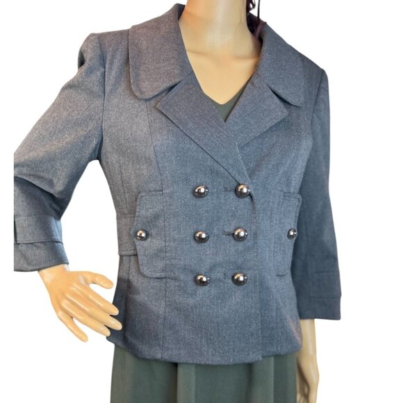 APT 9 Stretch Notched Lapel Belted Blazer in Gray Size 8 - Picture 1 of 8